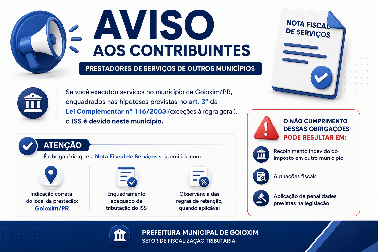 Aviso aos contribuintes